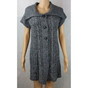 Croft & Barrow Women's (L) Short Sleeve Gray Cardigan Sweater Boho
